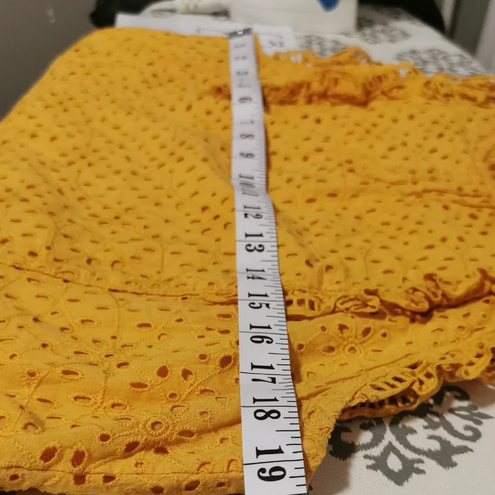 Anthropologie Yellow Eyelet Ruffle Blouse - Picture 6 of 8